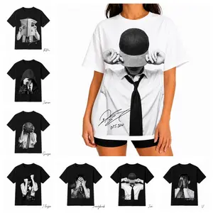 Women's Bangtan Members Signature Graphic T-Shirt - White, Black, 2026 World Tour Casual Top
