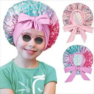 S-38 2 PCS Kids Bonnets for Girls, Silk Bonnet for Kids, Satin Bonnet for Sleeping, Baby Toddler Tie Bonnet Sleep Cap
