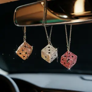 Full Diamond Dice Car Hanging Ornament, Rearview Mirror Decoration, Luxurious Car Interior Accessory, Stylish Car Decor, Boujee Car Accessories