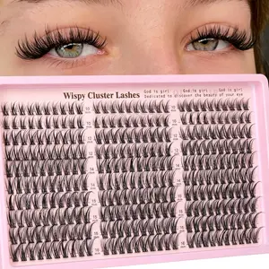 300 Pcs Eyelash Clusters Set, Wispy Natural DIY Lash Extension Kit, Diy Eyelash Extensions, 10-16mm Mixed Length, D Curl, Single False Lashes, Thin Invisible Band