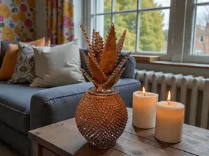 Mexican pottery, Pineapple decor, Mexican decoration, Pineapple sculpture, Glazed clay pineapple, Pottery from Michoacan