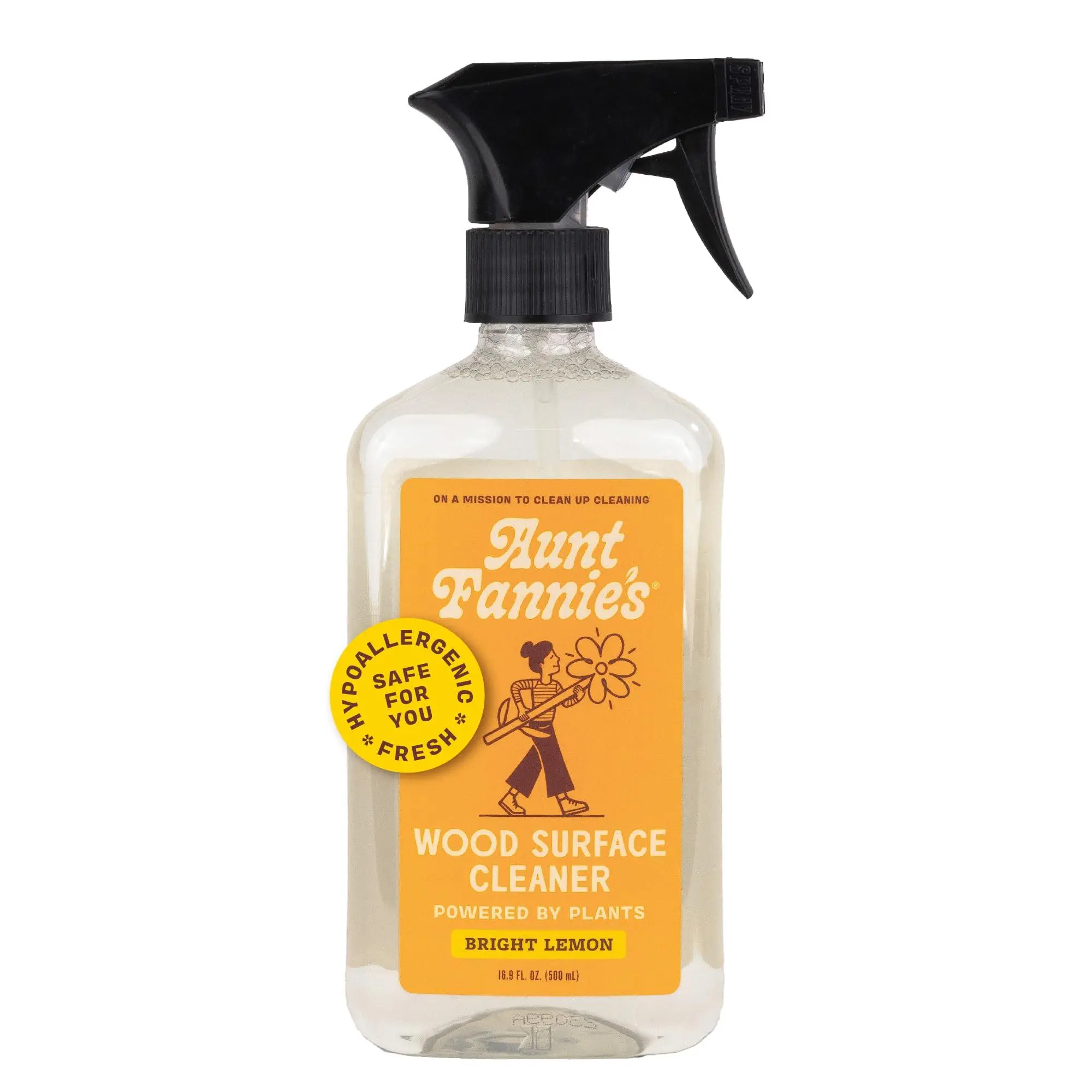 Aunt Fannie's All Purpose Wood Spray Cleaner, No-Wax Formula, Ideal for Wood Tables, Walls, Counters & Shelves, 16.9 Ounces, Lemon Scented (Pack of 1)