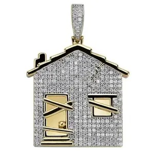 Fashion Trend Personalized Creative Inlaid Zircon Home House Style Pendant Necklace Hip Hop Accessories Men and Women Gifts