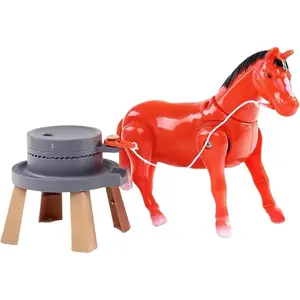 Electric Rotating Horse Toy with Mill, Rechargeable Realistic Grinding Playset for Kids, Girls & Boys