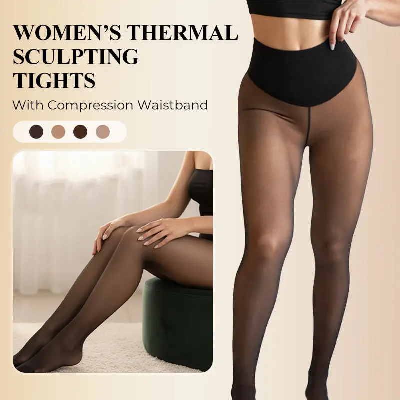 Women's 2-in-1 Fleece-Lined High-Waist Tummy Control Leggings, Thermal Warm Underwear for Women, Opaque Sheer-Look Butt-Lifting Shaping Slimming Soft Cozy Stretchy Thick Pantyhose, Winter-Fall Sizes: Black Brown Beige Plus Tall