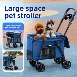 Multifunctional pet stroller for medium and large dogs, large portable foldable dog cart for outdoor travel, suitable for cross-border sales