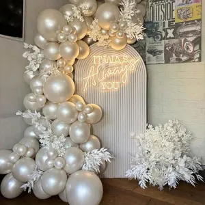 92pcs Set Of Multi-Size Pearl White Latex Balloon Garland - Includes Glue Dots And Connectors, Suitable For Weddings, Engagement, Bridal Showers, Birthday Parties, Anniversaries, Room Decorations, Valentine's Day And Other Party Supplies