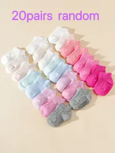 10 Pairs Random Colors Solid Color Baby Socks, Non-Slip Adhesive Infant Socks, Comfortable and Durable, Ideal for Daily Wear