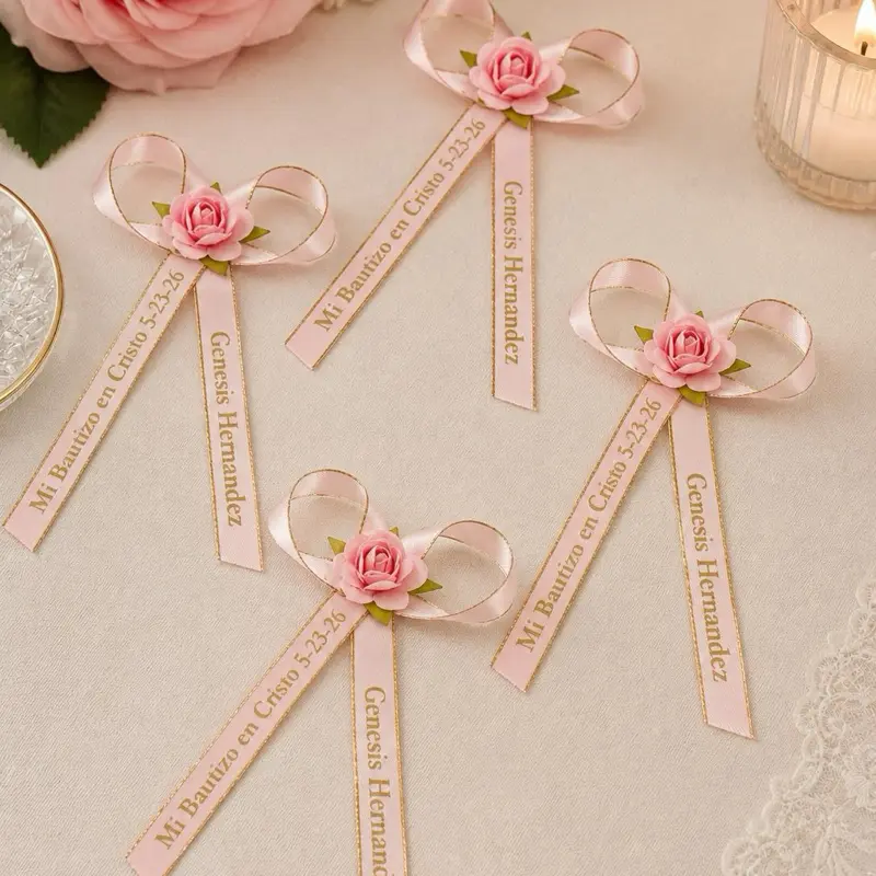 24pcs Custom ribbons, baptism, first communion,, wedding, Quinceañera