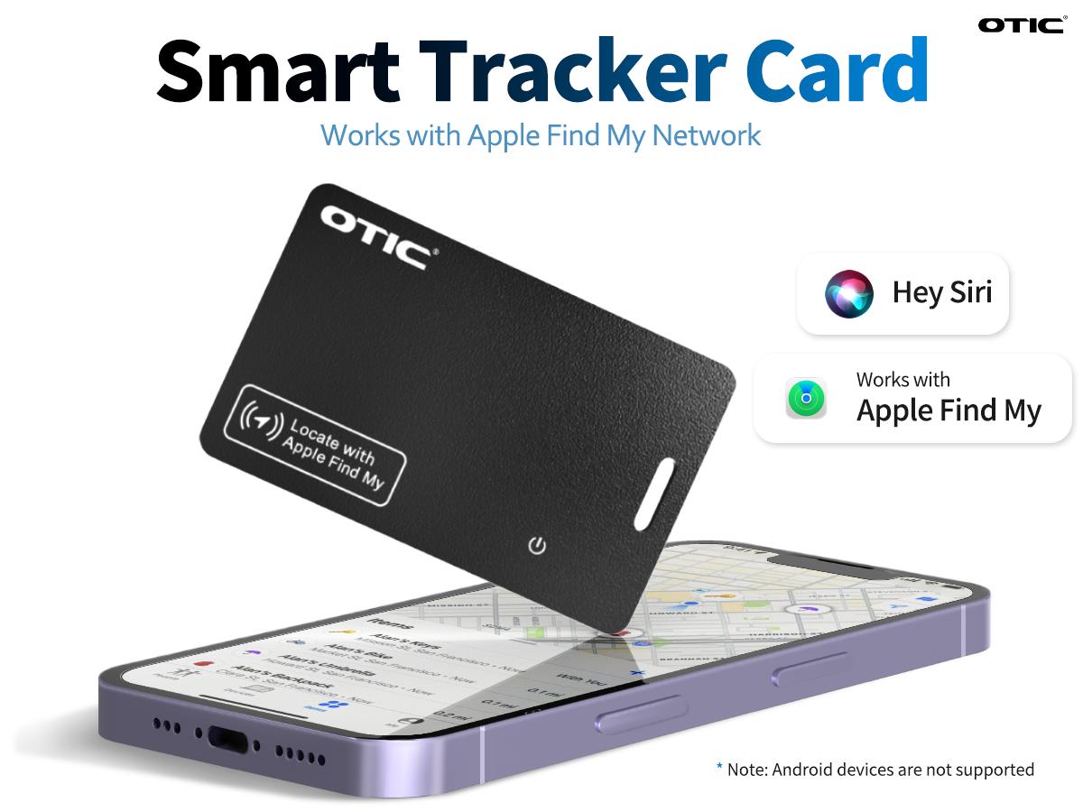 OTIC iOS & Android Bluetooth Tracker Smart Finder for Apple Find My iPhone Card Wallet GPS Tracker Wireless Charging Keys Locator for Keys Bags Passport IP67 Waterproof Dust Resistant