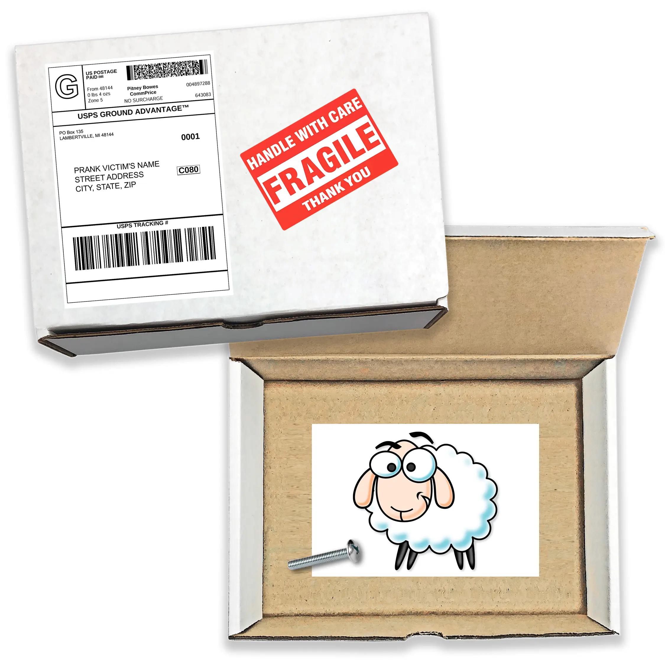 Prank Mailer - Ewe Gag Box Gets Sent Directly to Your Recipient, 100% Anonymously!
