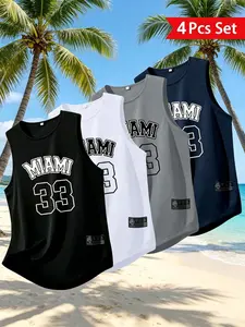 4-Pack Men's Stretch Breathable Running Tank Tops, Durable Gym Workout Muscle Shirts, Ideal for Training, Running, Basketball, Casual Wear