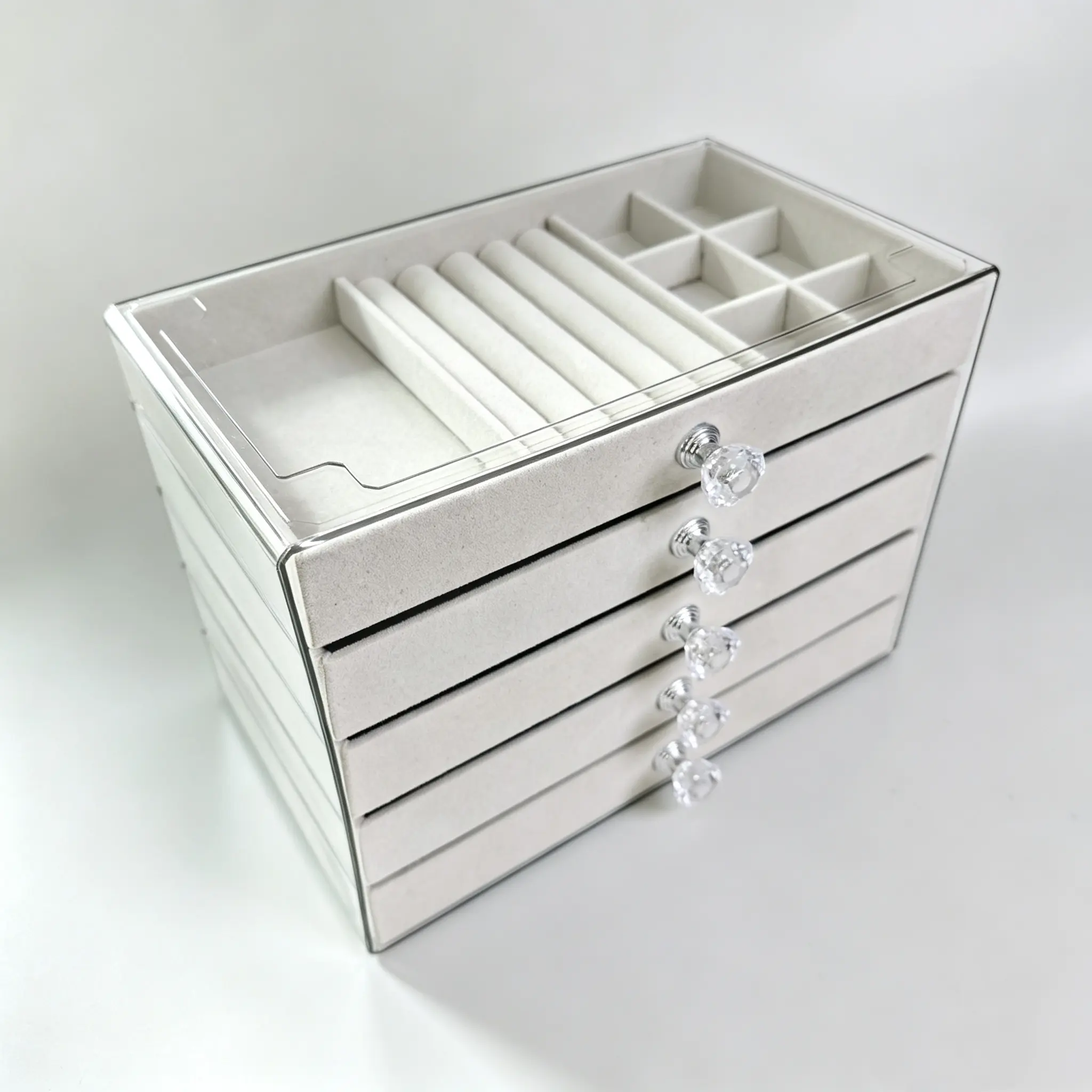 Transparent Acrylic Dustproof Jewelry Storage Box, Velvet Non-Slip Moisture-Proof, Large Capacity, Elegant - Ideal for Gifting or Personal Use