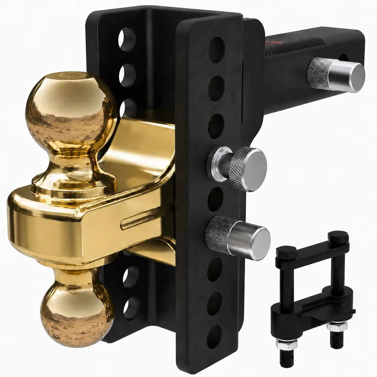 TYT Adjustable Truck Trailer Hitch for 2.5 inch Receiver, 6" Drop/Rise Tow Hitch with Dual Balls (2" & 2-5/16"), 14,000 lbs GTW, 1,400 lbs TW, Includes Two Pin Locks & Hitch Tightener