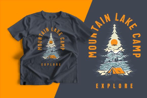 Mountain Lake Camp Explore T-Shirt with Mountain and Lake Design