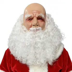 PATYGR Christmas Old Man Mask Santa Claus Beard Cover Funny Latex Full Head Decorative Costume Party Props Realistic Design for Halloween & Christmas
