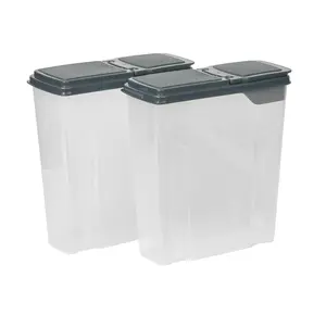 2-Pack Plastic Cereal Keeper Storage Containers, Kitchen Pantry Organizer Canisters for Cereal and Dry Food Storage, 24 Cup Capacity, Dark Gray Lid