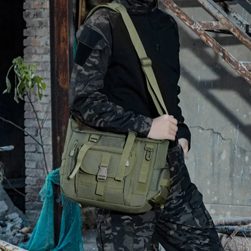 Tactical Shoulder Bag Large Storage Outdoor Travel Hiking Camping Commuting Crossbody Bags Trekking Climbing Bags Molle Short Trip Multi-Pocket Messenger Pack for Men Woman