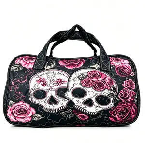 This large tote bag features topstitching and a soft fabric, with a dark Halloween theme. Especially the perfect combination of rose and skull patterns, it exudes a strong Halloween atmosphere, making it the most eye‑catching item at holiday parties.