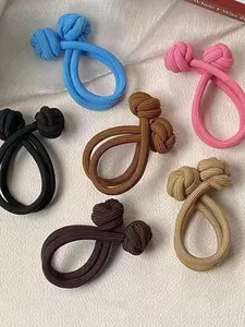 Women's Knot Design Plain Color High Elasticity Hair Ties, 6 Counts/set Casual Ponytail Holders for Women & Girls, Trendy All-match Hair Accessories for Hairstyle Ideas, Elastic Hair Accessory