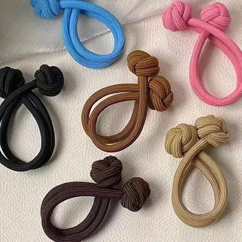 Women's Knot Design Plain Color High Elasticity Hair Ties, 6 Counts/set Casual Ponytail Holders for Women & Girls, Trendy All-match for Hairstyle Ideas, Elastic Hair Accessory, Elastic Tie Band, Hair Scrunchies, Pony Tails Hair Ties