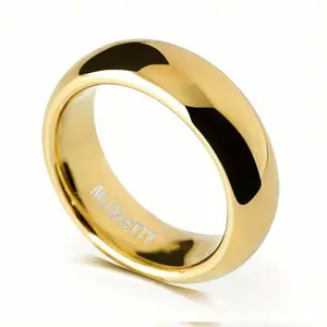 Titanium Plated Tungsten Ring Gold Tone, Modern Minimalist Style, Durable Jewelry for Weddings, Valentine's Day, Graduation, Anniversary, Unisex, Fashion Accessories, Couple Rings