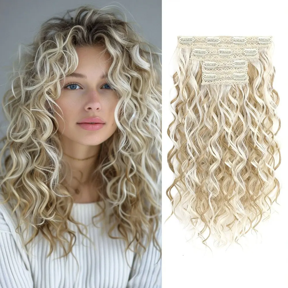 Women's 4-Piece Fluffy Short Wig, Soft Wavy Curly, Natural Wave Texture, Curly Hair Design, Synthetic Wavy Hair, Synthetic Hairpiece, Suitable for All Skin Colors, Enhance Volume & Appearance