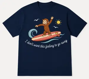 Vintage Surfer Monkey Embroidered Shirt, Retro Summer Beach Vacation Tee, Gift for Men Woman