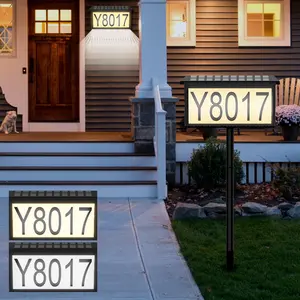 Avatar Controls Solar House Numbers for Outside , Solar Powered Address Sign with 22 LEDs Warm White Waterproof Address Sign Plaque Number with Stickers  for House, Yard, Garden Decor