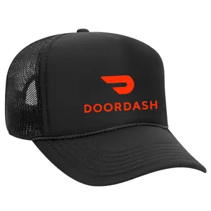 Black Threadz DoorDash Logo Print Snapback Hat - Classic Trucker Hat, Adjustable Baseball Cap, Snapback Caps for Stylish On-the-Go Wear, Baseball Cap Adjustable