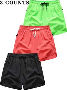Men's Solid Drawstring Waist Shorts, Casual Regular Fit Pocket Beach Shorts for Summer, Men's Bottoms for Daily Wear