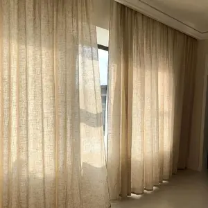 Solid Color Linen Curtain, Modern Simple Window Curtain, Easy Install Curtain, Home Decoration Curtain, Window Screen for Home Living Room Bedroom, Home Decor Supplies