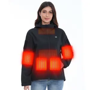 Women's Heated Jacket with 2Packs 12V Battery, Soft Shell Heating Hood Jacket, Winter Outdoor Electric Heating Coat - Perfect Winter Gift for Christmas