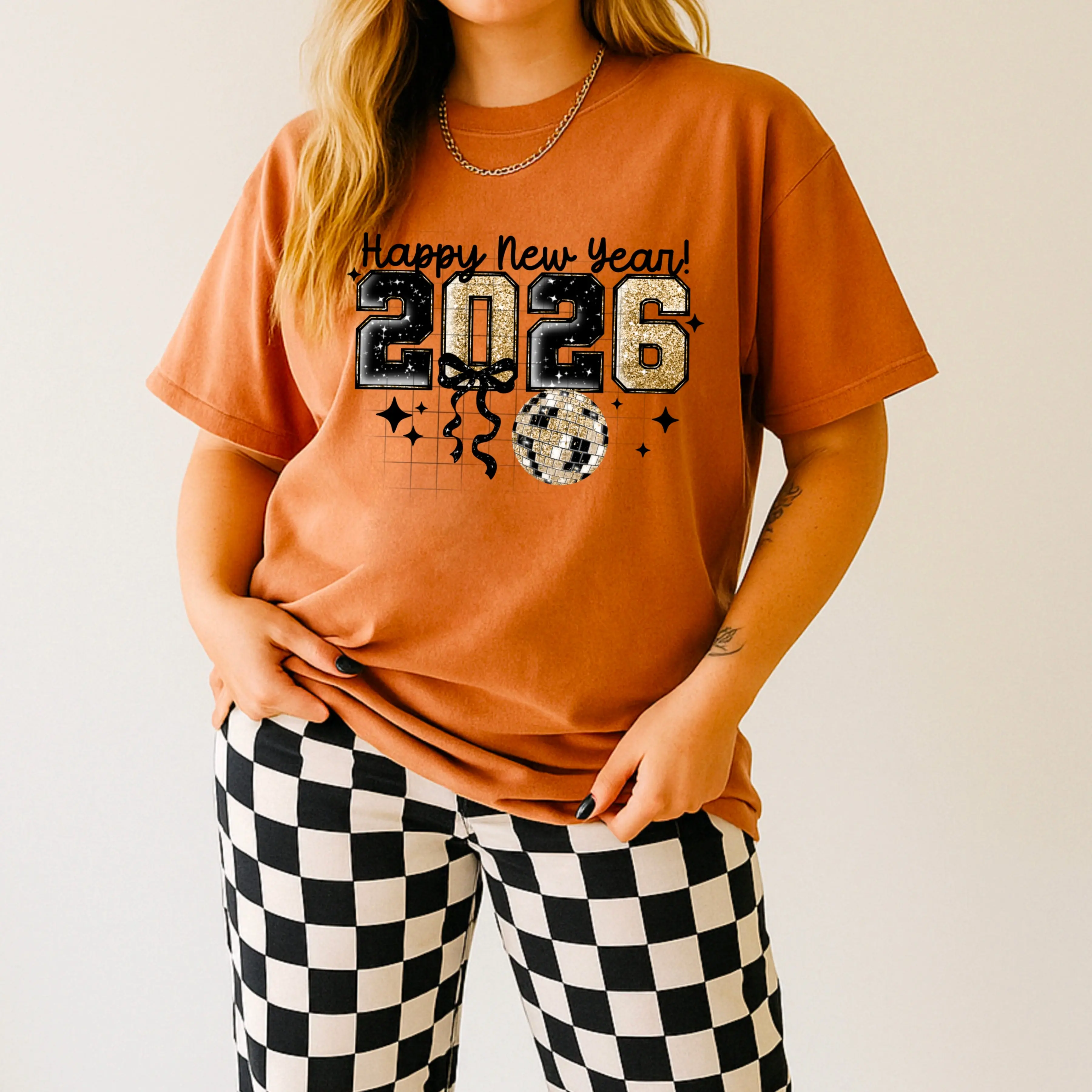 Happy New Year 2026 T-Shirt – Glitter Disco Ball Party Tee | Sparkly New Year Graphic Top