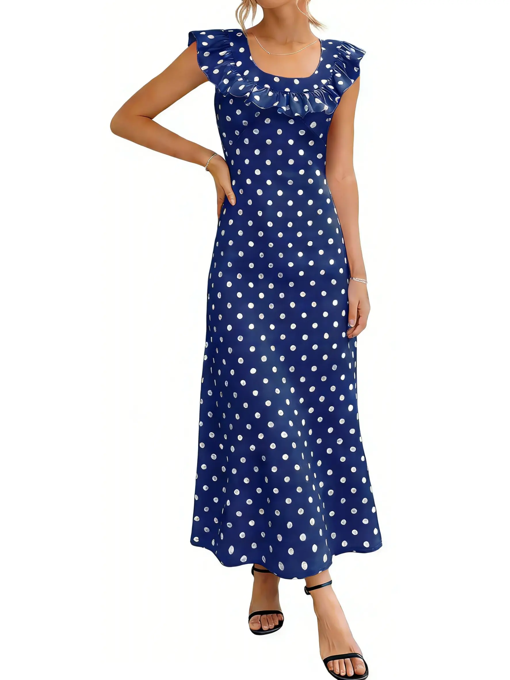 Yousify Women's Off-Shoulder Polka Dot Maxi Dress - Casual Flattering Sleeveless, Elegant Slim-Fit, Backless Flowy Long Dress for Summer & Vacation - TikTok Shop Yousify Women's Off-Shoulder Polka Dot Maxi Dress - Casual Flattering Sleeveless, Elegant Slim-Fit, Backless Flowy Long Dress for Summer & Vacation - TikTok Shop