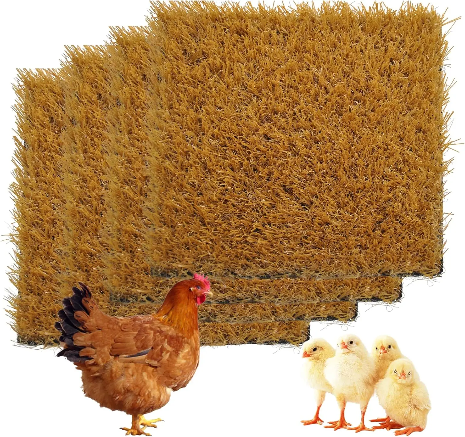 4 PCS Washable Chicken Nesting Pads,12x12 Artificial Grass Turf Reusable Chickens Nest Box Bedding Liners for Hen Coop Egg Duck Goose
