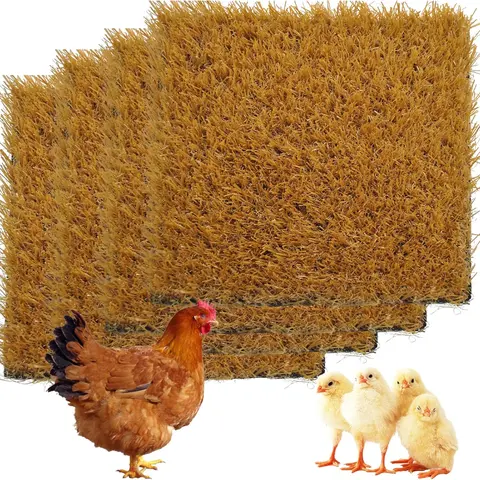 4 PCS Soft Washable Chicken Nesting Pads - 12x12 in Artificial Grass Turf Bedding Liners, Reusable Easy-Clean Hen Coop Accessories for Laying Chicken Egg Protection, Indoor/Outdoor Use, Cut to the Right Amount, Ducks