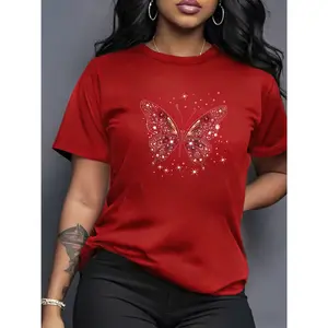 100% cotton Calvin Lady pattern T-shirt - Women's summer clothing, short style, exquisite pattern print, breathable polyester fabric, women's T-shirt, modern design, comfortable material, casual and elegant women's wear