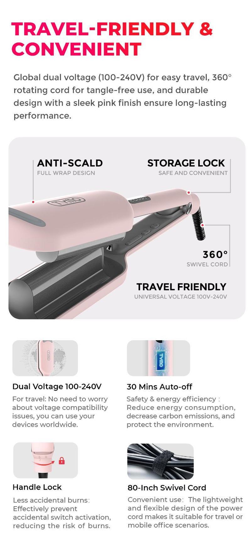 TYMO ROVY Beach Waves Curling Wand, Ionic Deep Waver Hair Curler Tool With Ceramic 3 Barrel For Women, Dual Voltage, Anti-Scald, Easy To Use Crimper Iron Hair Crimper Bed Head Waver Comfort, Hollywood Waves,Styling Kit,Negative Ion TYMO ROVY Beach Waves Curling Wand, Ionic Deep Waver Hair Curler Tool With Ceramic 3 Barrel For Women, Dual Voltage, Anti-Scald, Easy To Use Crimper Iron Hair Crimper Bed Head Waver Comfort, Hollywood Waves,Styling Kit,Negative Ion