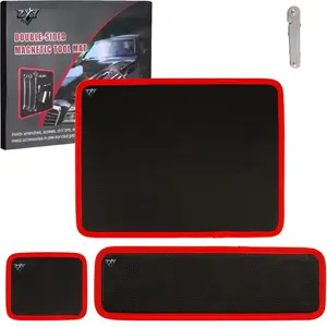3PC Flexible Magnetic Tool Mat & Tray Holder, Magnetic Tool Tray & Flexible Magnetic Mat, PVC Non-Slip for Garage, Workshop, Auto Repair Tools (12.8x9.8 in, 12.6x4 in, 6.3x5.3 in)