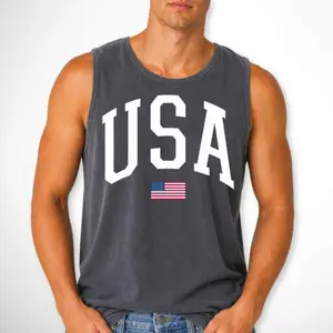 Mens USA Flag Tank Top 4th of July Shirt for Men July 4th USA Flag Tank Top, America Top, Patriotic Fourth of July Shirt