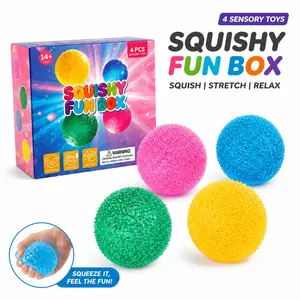 4-Piece Set Mystery Squishy Fun Box,Blind Box Malt Sugar Stress Relief Fidget Toys, Handmade Crystal Mochi Ball Squishies, Soft Stress Relief Fidgeting Toy, Anxiety Fidgets Sensory Play Set for Relaxing & Gifting