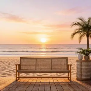 Aobtkel Timeless Wicker Design Sofa,Outdoor Couch,Classic Balcony Couch,Porch Couch On-Site