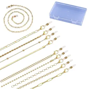 10 piece glasses chain set, equipped with storage box, glasses holder accessory chain, suitable for daily travel, travel
