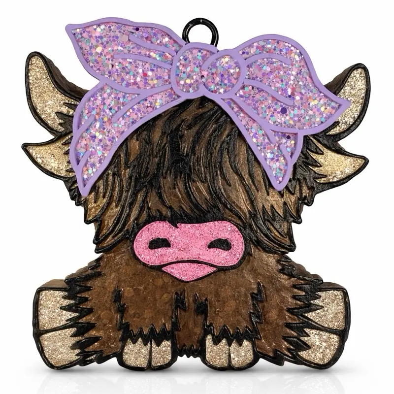 Highland Cow Car Freshie | Western Cow Car Air Freshener | Handmade Aroma Bead Freshie
