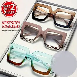 3pcs Unisex Fashion Retro Square Frame Reading Glasses, High Definition Anti-Fog PC Material +1.0 to +4.0 Strength, Lightweight Durable Design, High Quality Eyewear