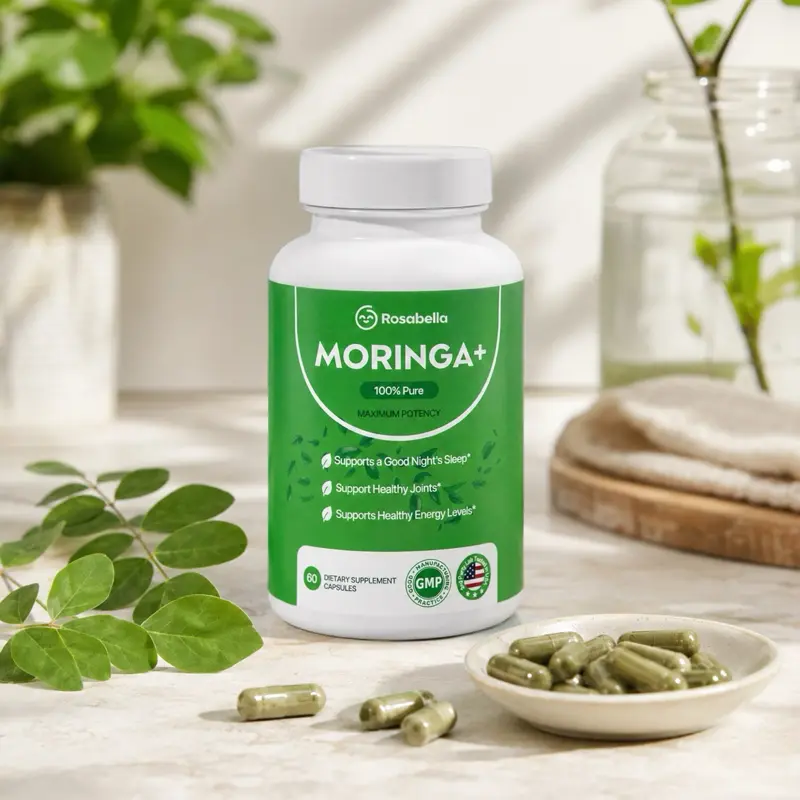 Rosabella Moringa Dietary Capsules - Natural Healthcare Nutrition Supplement, Boosts Energy, Supports Skin Care & Immune Health, Rich in Antioxidants, Essential Vitamins & Amino Acids, 60 Count