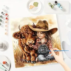 Cows And Girls Paint by Numbers for Adult,Paint by Number Kit for Beginners,DIY Acrylic Paint Canvas Painting Kits Art ,Home Wall Decor Gift for Her, 20x20 inch(Without Frame)