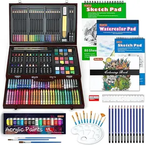 Shuttle Art 186 Piece Deluxe Art Set, Wooden Case, Art Supplies for Kids, Teens & Adults