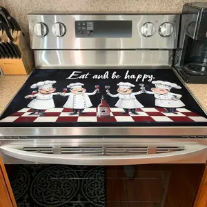 2D flat decoration, electric stove protective cover, printed electric stove cover, Stove Top Covers, modern kitchen accessories, home decoration | kitchen floor mat, stove decoration, 1 piece, diatomaceous earth oven mat, stove sink absorbent mat